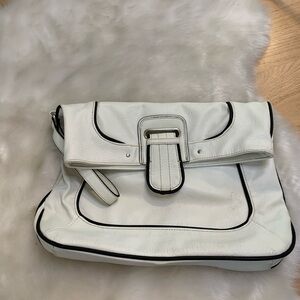Merona White & Black Oversized Clutch Faux‎ Leather